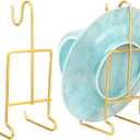 2 Pcs Tea Cup and Saucer Display Stand Metal Saucer Organizer Plate Coffee Mug Hanger Stand Tray Easel Holder Storage Rack for Afternoon Tea Party