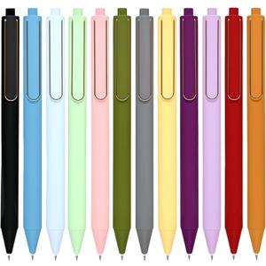 Gel Pens, Black Ink Click Pen, Quick-Drying Ink Resistant to Smudging, 0.5mm Fine Tip, Premium Metal Clip with Silicone Grip, Ideal for School, Journaling, and Office Notes (12pcs)