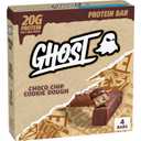 3 x Ghost Choco Chip Cookie Dough Protein Bar, 20g Protein, 4 ct, 9.2 oz | 2g Sugar, 250 Calories per Dual-Bar Pack, Caramel & Crisp Cookie Layers, Chocolatey Coating, Gym Bag Ready (EXP 09/26/26)