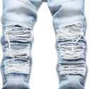 RXXKKK Men's Classic Zipper Biker Regular Fit Flex Jean (38, 253 Light Blue)