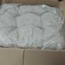 HIGOGOGO Square Stuffed Pouf Ottoman, Corduroy Poufs with Foam Chunk Filling, Furry and Fluffy Pouf Foot Stool Storage Ottoman, 25.6 X 25.6 Floor Poufs Foot Rest for Living Room, Grey