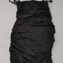 Mizoci Women's Sexy Sleeveless Ruched Spaghetti Strap Bodycon Mini Club Party Dress (Black) S