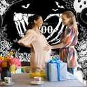 Mocsicka Halloween Baby Shower Backdrop Gothic Skeleton Love Hands Baby Shower Background A Little Boo is Almost Due Party Decorations Banner Photo Studio Props (8x6ft)