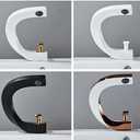 Modern Bathroom Sink Basin Faucet Brass Single Hole Single Handle Deck Mount Cold and Hot Mixed Creative Design Tap Including Two US Standard 3/8 Hoses Black Gold