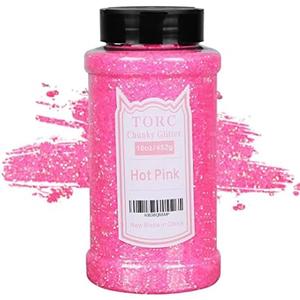 TORC Iridescent Hot Pink Chunky Glitter 1 Pound 16 OZ Glitter for Resin Crafts Tumblers Cosmetic Makeup Nail Art Festival Decoration