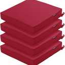 Outdoor Chair Cushions 16 x 17 Inch, Set of 4, Waterproof Patio Chair Cushions with Tie 5 Year Color Fastness Thick Outdoor Seat Cushion for Garden Lawn Patio Furniture Burgundy (17*16*2 Inch (Square))