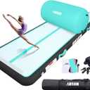 AWSUM 10ft /13ft Gymnastics Mat with Air Roller Tumbling Barrel Back Somersault Backbend Trainer for Inflatable Gymnastics Springboard Back Handspring Equipment, with Electric Pump (10ft*3.3ft*4in&(L)40in*(Diam)23.6", Mint Green/Black+Green Roller)