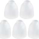 5 Pack White Frosted Glass Shade Replacements, Ceiling Fan Light Covers Glass Globes Lampshades for Chandelier, 4.92"High, 4.72"Diameter, 1.65 "Fitter, Bell Shaped Glass Shades for Vanity, 5 Count
