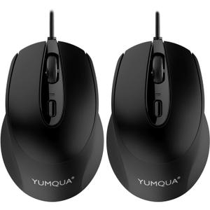 G222 Silent Computer Mouse - 2 Pack Wired Optical USB Mouse, 800/1200 DPI, Home & Office, Desktop & Laptop PC & Chromebook