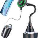 for Qi2 15W Magsafe Car Cup Holder Charger [Heat Restriction], Magnetic Cup Holder Phone Mount Wireless Charger, Fast Charging for iPhone 17 to12 Series[with 30W PD3.0&QC4.0 Car Adapter]