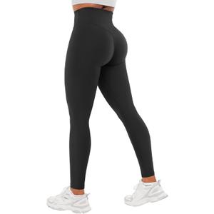 YEOREO Workout Leggings for Women Hidden Scrunch Tummy Control Leggings Agathia High Waisted Gym Yoga Pants (Medium, Black)