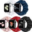 Beatlone Scrunchie Solo Loop Watch Bands Compatible for Apple Watch Band 38mm 40mm 41mm 42mm 44mm 45mm 46mm 49mm Soft Stretchy Women Elastic Strap for iWatch Series 11 10 9 8 7 6 5 4 SE Ultra 3 2 1 (Silver+Dark Blue+Pink Sand+China Red+Black)