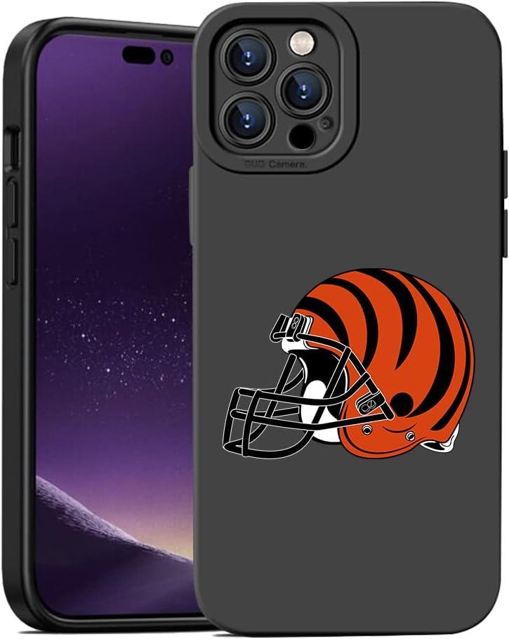 for Cincinnati Fans Football Design Case Compatible with iPhone 15 Pro Max, Slim Fit Soft TPU Protective Rugby Case for 15 Pro Max 6.7 inch, Bengal