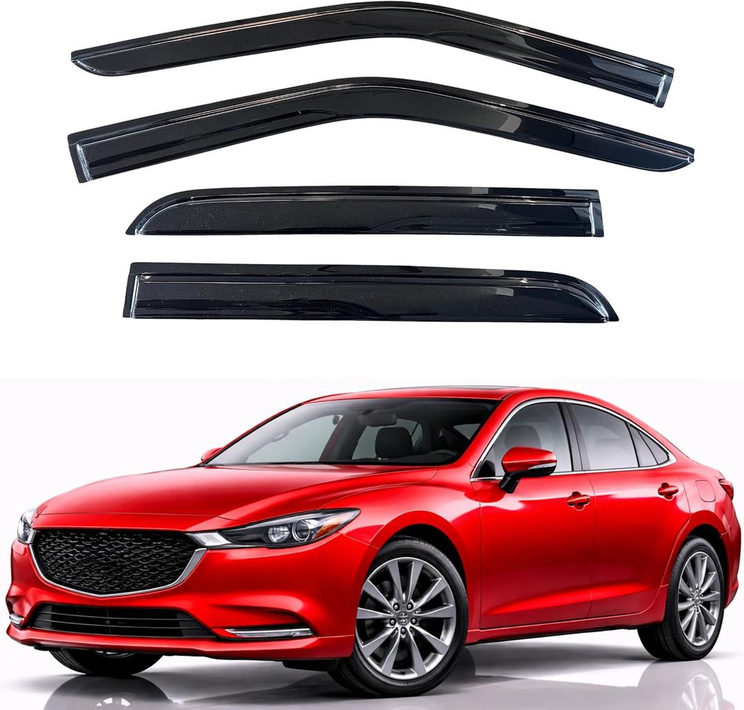 KPY Rain Guards Fit for 2014-2021 Mazda 6, Out-Channel Window Visors Vent Wind Deflectors 4PC, Car Accessories for 14-21 Mazda 6