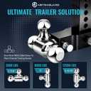 Adjustable Trailer Hitch Fit 2 Inch Receiver, Tri-Ball (1-7/8", 2", 2-5/16") Heavy Duty Aluminum Tow Hitches with 6 Inch Rise/Drop for Truck (12500 LBS GTW)-Weatherproof & Anti-Theft