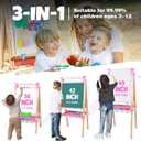 JOYOOSS Easel for Kids Art Easel for Toddlers,Wooden Kid Easel with Paper Roll - Chalkboard for Kids Adjustable Double Sided Kid Dry Erase Board,Outdoor Art Easel Toddler, 18.5" x 19.29" x 38" - 51"