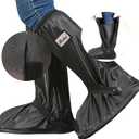 Waterproof Rain Shoe Covers Men Reusable Foldable Rain Snow Boot Shoe Covers with Reflector Non Slip Shoe Protector for Raining Day,Cycling,Gardening,Fishing,Hiking, Farming (Large, Black)