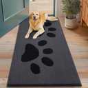 Smiry Dog Door Mat for Muddy Paws, Absorbs Moisture and Dirt, Low-Profile Entryway Mat with Non-Slip Backing, Entry Indoor Outdoor Doormat for Inside Floor (48x30 Inches, Black, Paw) (2'6" x 4' (Rectangular))