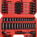 63-Piece Metric 1/4" Drive Socket Set & Nut Driver Set, Impact Standard & Deep Socket Set (4-15mm), 1/4" Hex Shank 6" Magnetic Nut Drivers, Extension Bar, Quick-Release Ratchet handle, Universal Joint