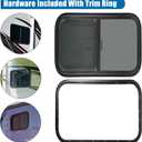 Horizontal RV Window, 24" W x 20" H Tinted Sliding RV Window with Net Screen and Trim Ring, Suitable for 1-1/8" Thick Walls, DOT Approved