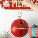 2pcs Large Christmas Bells for Decoration 8.3nch Rustic Vintage Christmas Decor Ball Christmas Tree Onaments Red Bells for Christmas Decorations