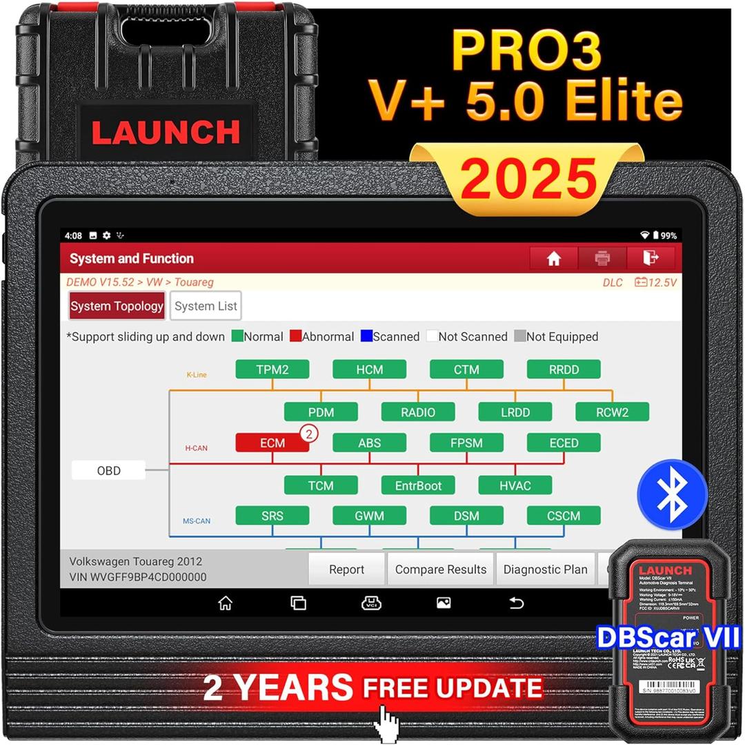 Launch X431 PRO3 V+ 5.0 2025 Upgraded Bidirectional Scan Tool, OEM Topology Map, Scan HD Trucks, AutoAuth for FCA SGW, ECU Coding, 55+ Services, All System Diagnose, 2-Year Free Update, CAN FD