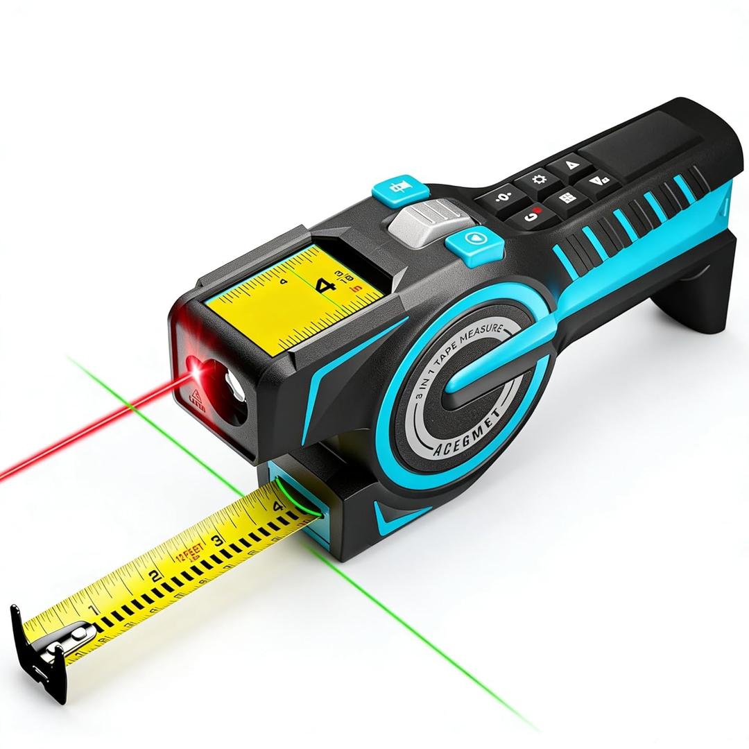 ACEGMET DTX10 Digital Tape Measure - Laser Measurement Tool & Auto Lock Tape with Instant Digital Readout, Green Aligning Laser & Incremental Measurement