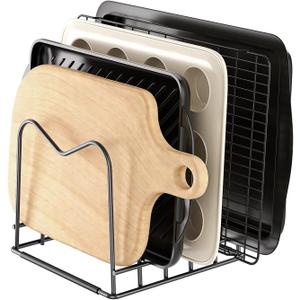 ORDORA Cutting Board Holder Stand Rack Organizer for Cabinet, 5mm Wire Storage Rack for Countertop, Baking Cookie Sheet Pan Organizer inside Cabinet, Chopping Board Holder for Pots, Lids and Skillets