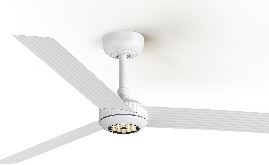TALOYA Ceiling Fans with Lights,Metal Body Fan,White Finish,Dimmable, Noiseless, Reversible DC Motor,Remote Control,6-Speed, 52 inch