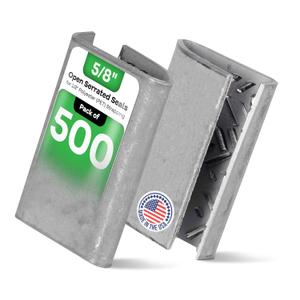 IDL Packaging Open Serrated Seals for 5/8" Strap Width Polyester (PET) Strapping (Pack of 500)  Increased Load Securement Due to Serrated Design of Strapping Clips