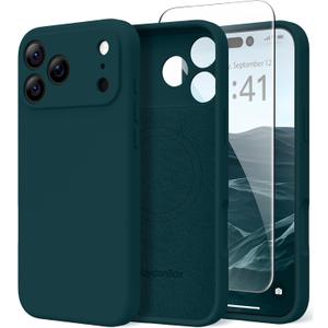 Magnetic for iPhone 17 Pro Max Case, Compatible with MagSafe, [Full Camera Protection][Screen Protector] Silicone Shockproof Protective Phone Case for iPhone 17 Pro Max 6.9", Deep Blue