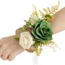 Ling's moment 6pcs Wedding Wrist Corsage Artificial Flowers, Girl/Mother Homecoming Prom Corsages Wristlet Dcor, etc. Emerald Green Sage