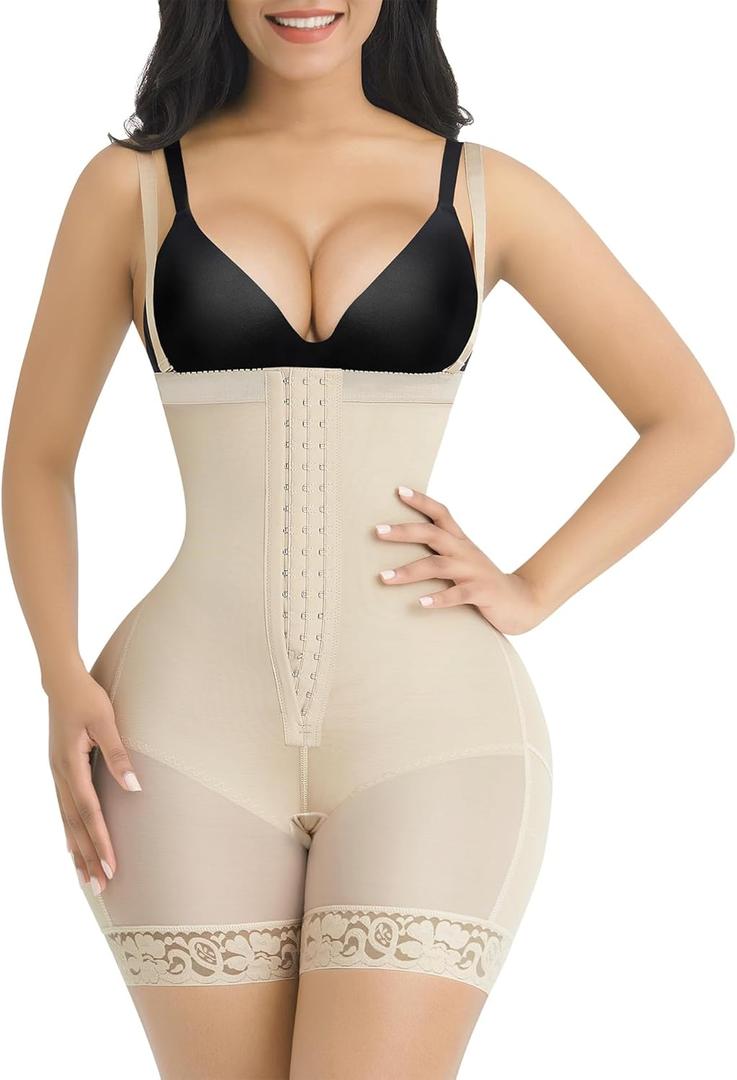 Lover-Beauty Shapewear for Women Tummy Control Faja Butt Lifter Body Shaper for Women with Zipper Crotch (XX-Large, Beige-hooks)