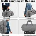 LHI 50L Tactical Duffle Bag for Men, 3-in-1 Gym Duffle and Backpack, Shoe Compartment, Laptop Sleeve and MOLLE, Carry-On Travel Weekender and Overnight Bag Gray