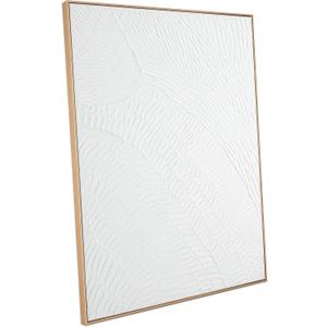 White Abstract Wall Art for Living Room - Framed Geometry 3D Abstract Hand-painting Artwork Minimalism Contemporary Boho Decorative for Living Room, Bedroom - 28"x40"