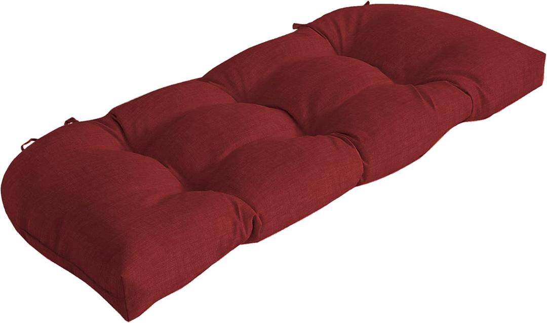 Arden Outdoor Wicker Settee Cushion, 41.5 x 18, Rain-Proof, Fade Resistant Ruby Red Leala