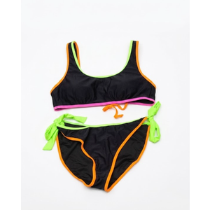 Womens Bikini Sets Color Block Swimsuits Supportive Wide Strap Two Piece, Size L