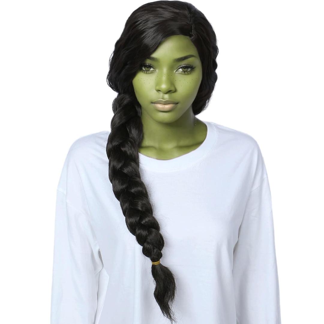 Linfairy Long Curly Wig Halloween Costume Party Cosplay Movie Wig for Women (Brown Black)