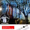 iBaycon 20 Tubes 640 LED Meteor Shower Rain Lights, 15.7 inches Cascading Icicle Lights Waterproof Outdoor, Connectable Falling Raindrop Light with Timer for Holiday Party Christmas Decorations (Blue)