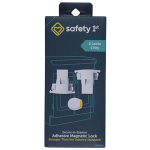 Safety 1st Adhesive Magnetic Cabinet Locks, Includes 2 Child Locks for Cabinets & Drawers, 1 Key, White