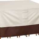 Vailge Waterproof Patio Furniture Set Cover with Padded Handles, Patio/Outdoor Table Cover, Patio/Outdoor Dining Square Table Chairs Cover(Large,Beige & Brown)