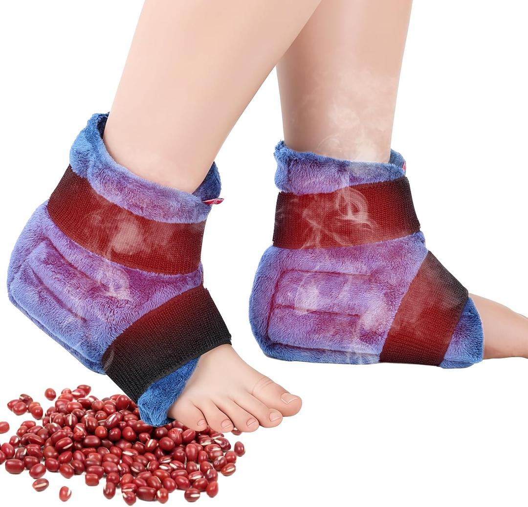 Ankle Foot Warmers Feet Heating Pads Microwavable Heated Slippers, FSA Wearables HSA Eligible, Microwave Moist Heat Pads for Plantar Fasciitis, Achilles Tendinitis, Sprains, Heel Spur, Get Well Gifts