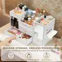Large Vanity Makeup Organizer with Mirror for Countertop - 3 Drawers & Brush Holder | Cosmetic and Skincare Storage Desk Organizer for Dorm Room, Bathroom, Bedroom (White)
