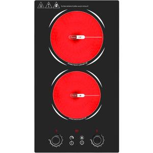 2 Burner Electric Cooktop,110V 2400W Electric Stove Top with LED Touch Control,9 Power Levels, 99 minute Timer, Safety Lock,Overheat protection single burner cooktop