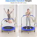 SereneLife 40" Foldable Mini Trampoline for Adults - Compact Fitness Rebounder with Adjustable Foam Handle, Exercise Trampoline with Max Load 330lbs, Indoor/Garden Whole-Body Workout