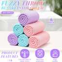 Buryeah 50 x 60 Inches Fleece Throw Blanket Soft Cute Warm Plush Flannel Fluffy Blankets for Wedding Sofa Couch Bed Seasons Employee Appreciation Gifts Bulk(Pink,Purple,Blue,6 Pack)
