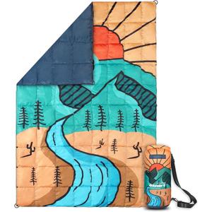 4Monster Down Camping Blanket, 650 Fill Power Ultralight Packable Puffy Blanket, Warm, Waterproof & Windproof Outdoor Quilt for Backpacking, Travel, Stadium, Beach