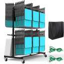 Eastrexon Updated Folding Chair Rack, Heavy-Duty Folding Chair Cart w/ 4 Swivel Wheels, Holds 12 Tables or 84 Chairs, Up to 1000 LBS Capacity, 2 Binding Ropes, 1 Dust Cover, 72“L x 33”W x 74”H, Black