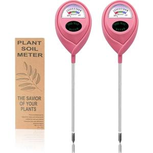 Soil Moisture Meter, Garden Plant Water Meter, Plants Moisture Meter, Lawn Soil Tester, Soil Water Gauge for Potted Plants, Plant Moisture Monitor No Battery Required Free Plant Watering Guide (PINK+PINK)