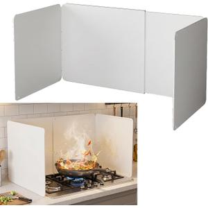 4 Sided Grease Splatter Guard for Stove, Adjustable Length
White, 15.7W x 15.7D x 17.7-33.5L in, Foldable, Nonstick, Easy To Clean, Carbon Steel Stove Splash Guard for Cooking